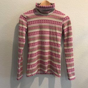Uniqlo HEATTECH Pink Geometric Fleece Turtleneck